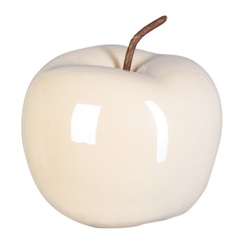 Ceramic Decoration Apple Pearl Efct, 8x6.5cm, Cream