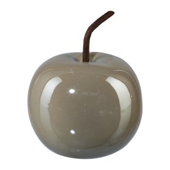Keramik Deko Apfel PEARL EFCT, 8x6,5cm, grau