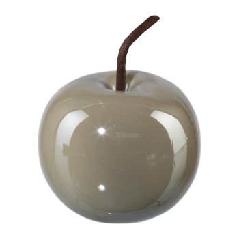 Keramik Deko Apfel PEARL EFCT, 8x6,5cm, grau