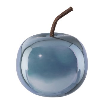 Ceramic Decoration Apple Pearl Efct, 8x6.5cm, Aqua