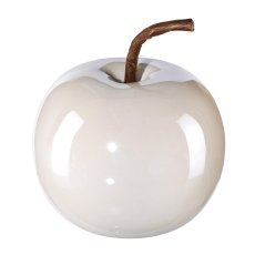 Ceramic Apple Pearl Efct, 8x6,5cm, White