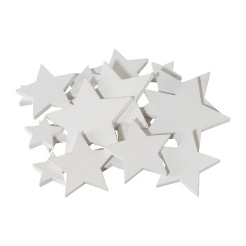 Decorative Wooden Star Bedding, 7/5/3cm, White, 20/Poly