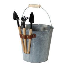 Zinc Bucket With Garden Tool