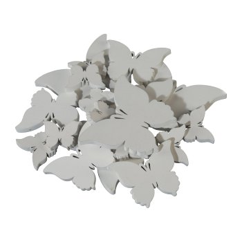 Wooden Table Litter Butterfly, 7/5/3cm, White, 20/Poly