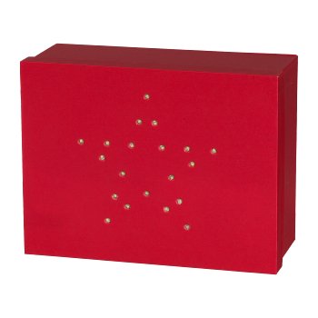 Gift Box Rectangular with LED 3Er Set Star Decor, 17.5x12.5x6.5, 21.8x16.5x8.5,