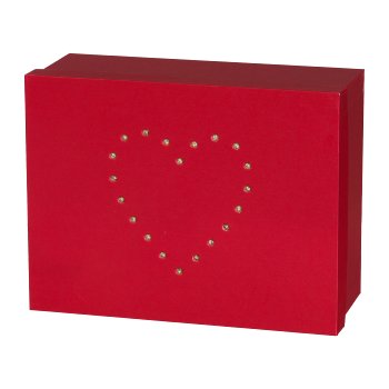 Geschenkbox rechteckig m.LED 3er Set Herzdekor, 17.5x12.5x6.5,