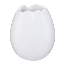 Ceramic Egg Open Standing Breaks, 8,6x10cm, White