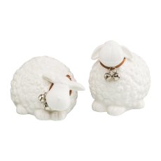 Ceramic Sheep Sitting 2 assorted Mr Bell, 13,3x8,6x6,5 cm, White