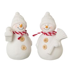 Ceramic Snowman 2 assorted Standing, 9x7x11/8x6,5x11cm, White