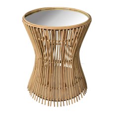 Rattan Side Table With Mirror