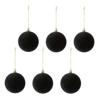 Decoration Ball Hanger with Velvet Cover, 8cm, Black, 6/Box