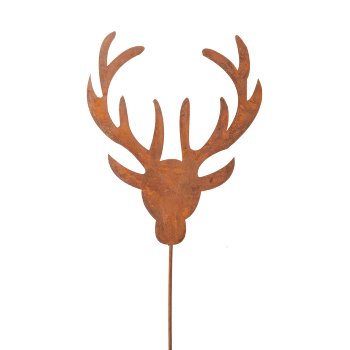 Zinc stake deer, 30x24.5cm +70cm stake, stainless