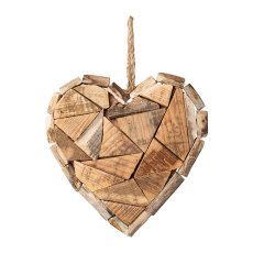 Natural Wood Heart Pendant Pieces, 22x3x22cm, Nature