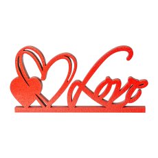 Wooden Lettering 'Love', 17x1x8cm, Red