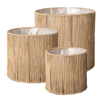 Jute Pot 3 Pcs. Set Limani, 16x16x15/20x20x18/24x24x22cm, Natural, 3/Set