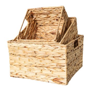 Natural Box Square Storage Hondra, 22x22x6/26x26x7,5/30x30x9cm,
