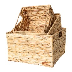 Natural Box Square Storage Hondra, 22x22x6/26x26x7,5/30x30x9cm,