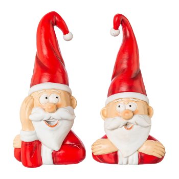 Polyresin Santa Claus head,2 assorted LUCAS, 5,5x4x11cm, red