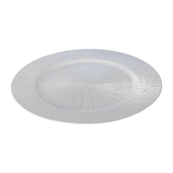 Plastik Deko Teller Struktur, 33x33x2cm, silber