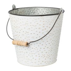 Zinc bucket with wooden handle, star decor, 19,5x19,5x17,5cm,