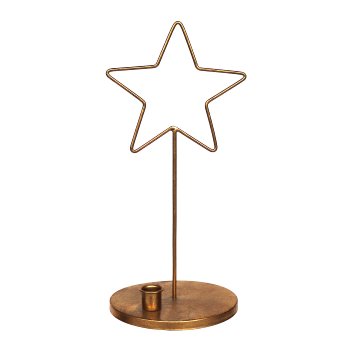 Metal star on foot,candle holder, 16x16x36cm, gold