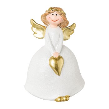 Polyresin angel with heart ANNA, 8,5x6,5x12,5cm, white