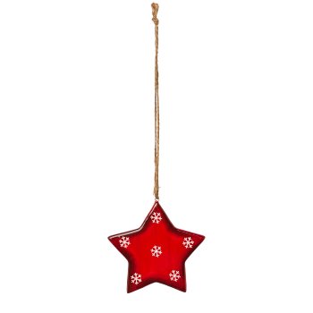 Ceramic star hanger RED, 9,5x0,7x9,5cm, red