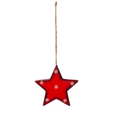 Ceramic star hanger RED, 12,5x1x12,5cm, red