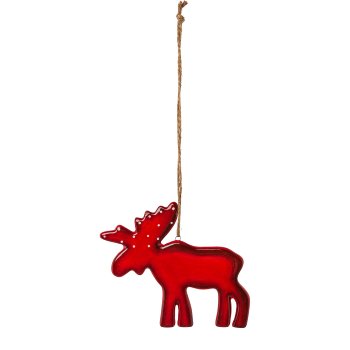 Ceramic deer hanger RED, 11x0,7x12cm, red