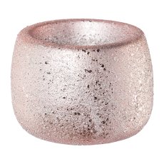 Keramik Kerzenhalter rund ROUGH GLAMOUR FINISH, 7x7x5cm, rosa