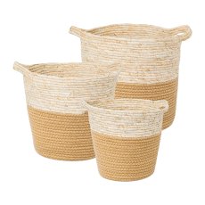Natural fabric basket set of