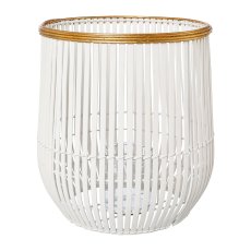 Bamboo lantern with glass AMOEL, 30x30cm/glass 10x10cm, white