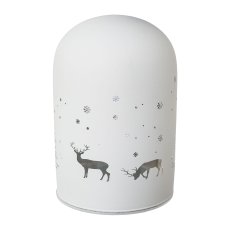 Glas Dome m.Weihnachtsdekor m.5LED 1000NIGHTS, mit 3AAA Batteriebox, 9x9x13cm, weiß