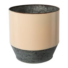 Zinc planter with colour rim UTRECHT, 20x20x20cm, creme