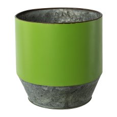 Zinc planter with colour rim UTRECHT, 20x20x20cm, green