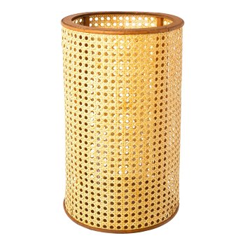 LEPURO Bamboo lantern w.glass round, 24x24x40cm/Glass: 10x15cm, nature