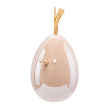 Ceramic eggs chicken w.decoration applications, 7,2x6,1x11cm, pink