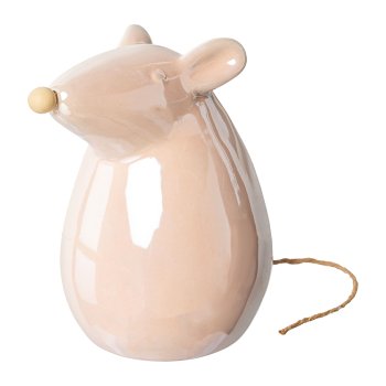 Ceramic mouse w.Decoration applications PEARL, 7,7x5,5x8cm, pink