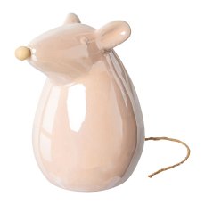 Ceramic mouse with decorative applications PEARL, 11x8,3x12cm, pink