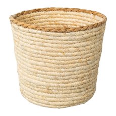 Natural corn leaf basket w.decorative rim set of 3, 10x10x10/15x15x15/20x20x20cm, natural, 3/S