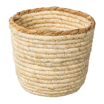 Natural corn leaf basket w.decorative rim set of 3, 10x10x10/15x15x15/20x20x20cm, natural, 3/S