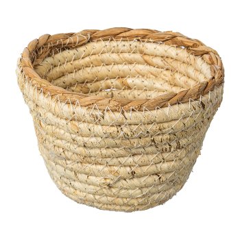 Natural corn leaf basket w.decorative rim set of 3, 10x10x10/15x15x15/20x20x20cm, natural, 3/S