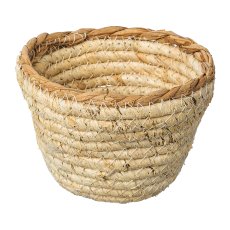 Natural corn leaf basket w.decorative rim set of 3, 10x10x10/15x15x15/20x20x20cm, natural, 3/S