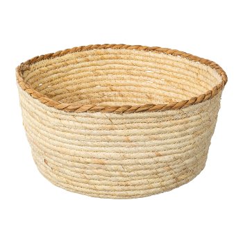 Natural corn leaf bowl with decorative rim set of 3, 25x25x12,5/30x30x15/35x35x17,5