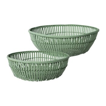 Bambus Schale rund 2erSet, 34x34x10/40x40x12cm, jade