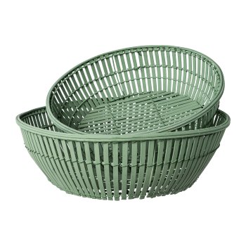 Bambus Schale rund 2erSet, 34x34x10/40x40x12cm, jade