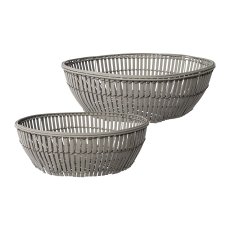 Bamboo bowl round set of 2, 34x34x10/40x40x12cm, grey