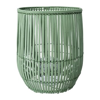 Bamboo lantern w.glass, 30x30x30cm/glass: 10x10cm, jade