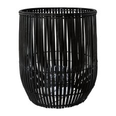 Bamboo lantern w.glass, 30x30x30cm/glass: 10x10cm, black