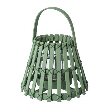 Bamboo lantern w.handle w.glass, 17,5x17,5x13,5cm/Glass: 8x8cm,